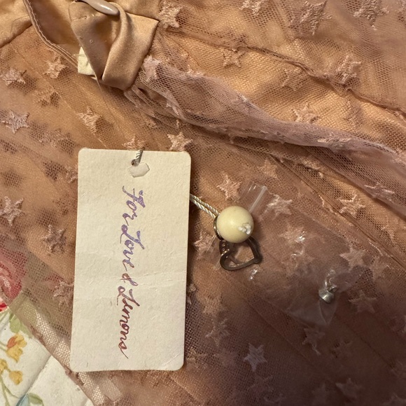 NWT For Love And Lemons Cream Plunge Bishop Sleeve Dress - Picture 10 of 10